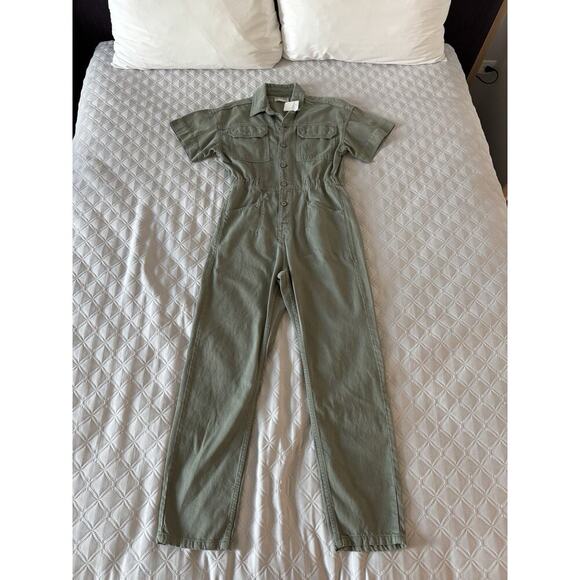 NWT We The Free Marci Jumpsuit in Washed Army Free People SIZE S. Denim Utility - Picture 7 of 11